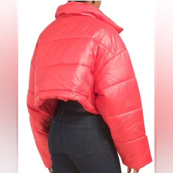 De Base Montana Crop Puffer Long Sleeve Jacket sz M color Coral Red - Picture 2 of 12